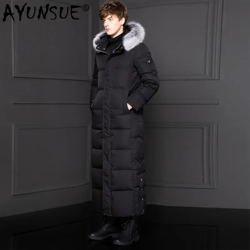 AYUNSUE 2020 Новый пуховик на утином пуху Для мужчин длинное зимнее пальто лисий