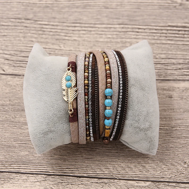 Модные браслеты STRATHSPEY из сплава в виде рыбьей кости с натуральным камнем широкие