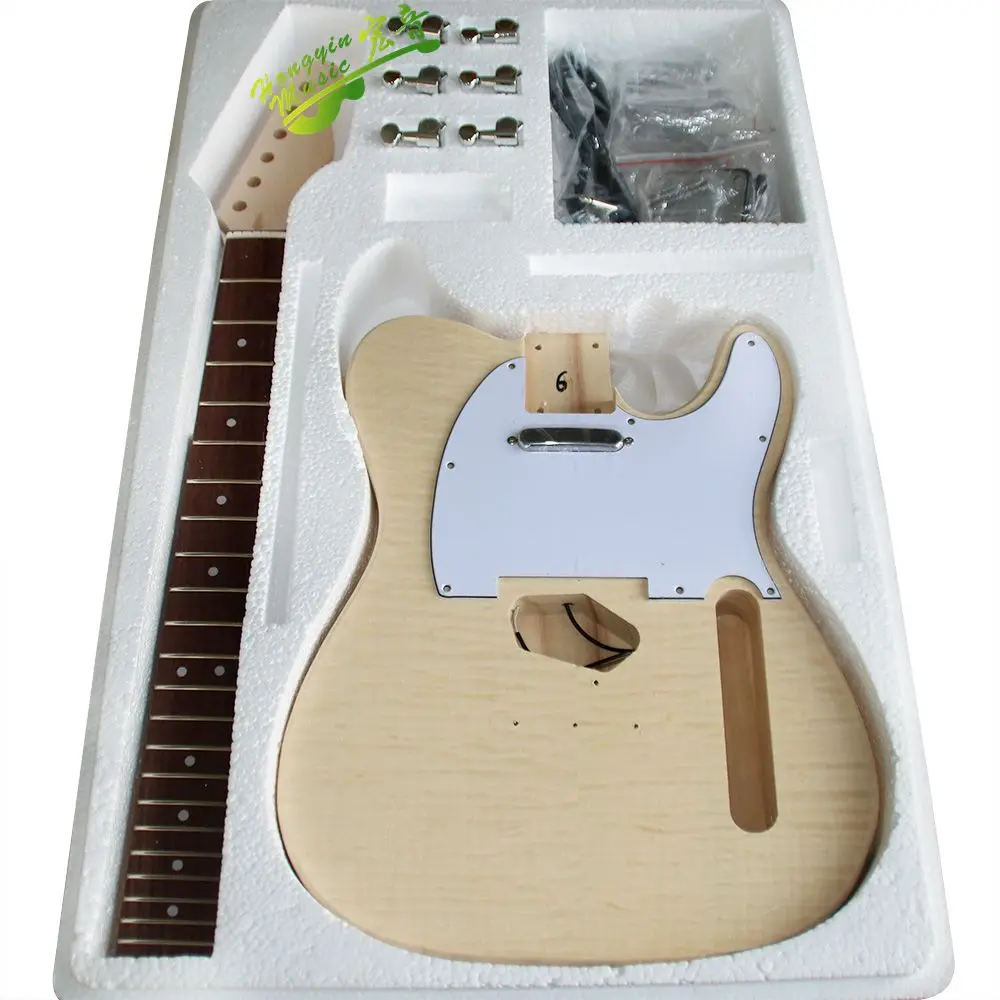tl estilo agua ondulaciones madera guitarra eléctrica diy kit set linde cuerpo palisandro diapasón durable arce cuello gitarre free global s