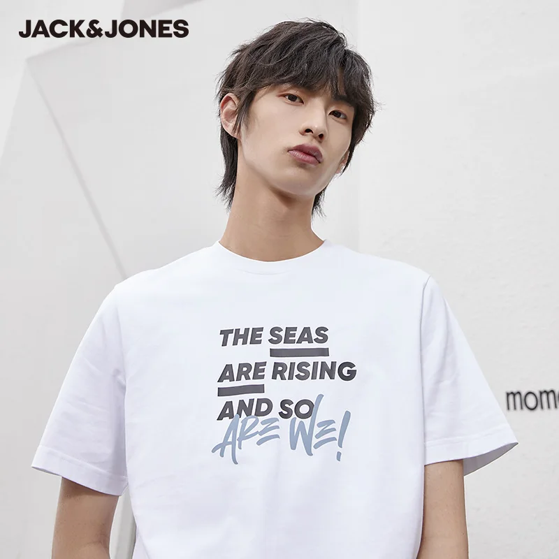 

JackJones New Arrival Men's 100% Cotton Letter Printed Round Neckline Short-sleeved T-shirt| 221201096