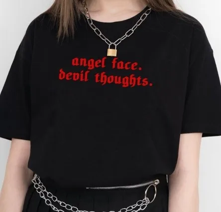 Женская футболка с принтом букв Angel Face модные стильные хипстерские футболки 90s