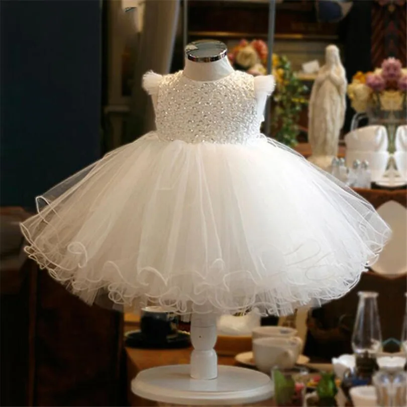

Girls Dress For Party And Wedding Princess Kids Dresses For Girls Lace Tulle Bow 1St Birthday Baptism Baby Dress Girls Ball Gown