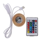 Деревянная светодиодная подставка для дисплея из смолы, 12 цветов, RGB светодиодная подставка для вазы с пультом дистанционного управления, ночсветильник для самостоятельной сборки