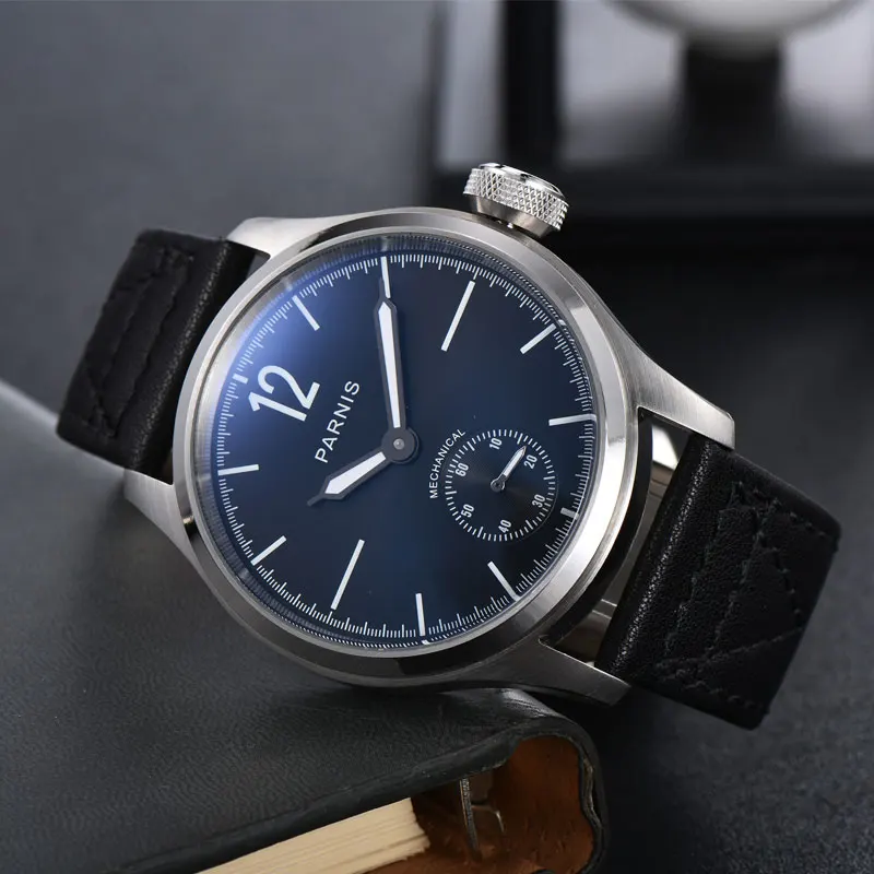 Часы мужские механические с черным циферблатом 46 мм | Наручные часы