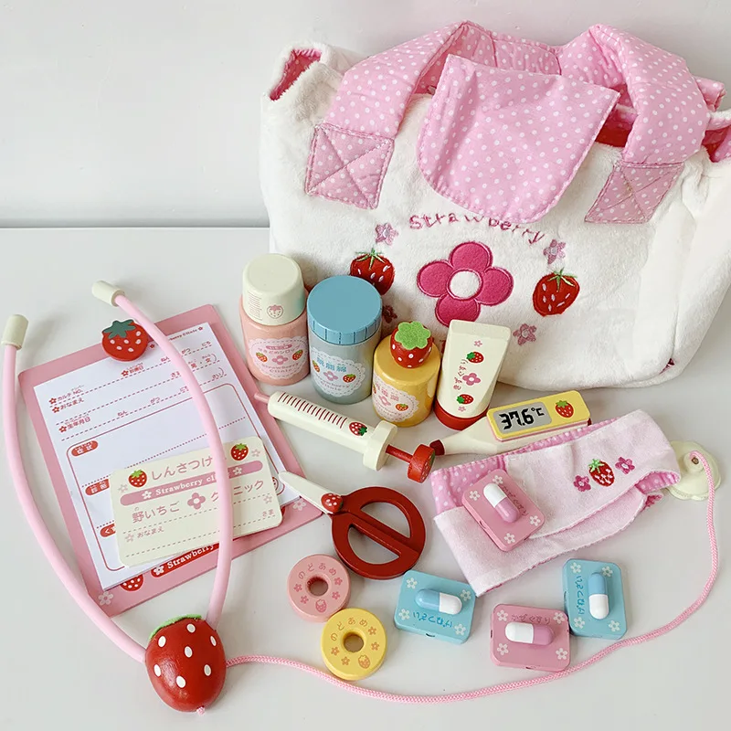 

Girls Wooden Doctor Toy Set Simulation Family Doctor Nurse Medical Kit Toy Pretend Play Hospital Medicine Accessorie kids Toy