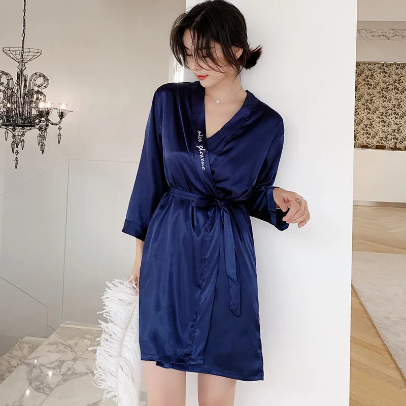 

Couple Sleepwear Casual Letter Home Dress Women Sexy V-Neck Kimono Robe Gown Suit Men Bathrobe Summer Autumn Rayon Sleepwear