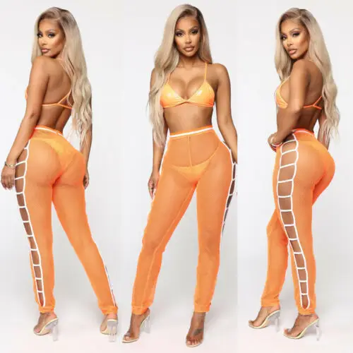 Новые женские пляжные накидки сетчатые летние длинные брюки с эластичной