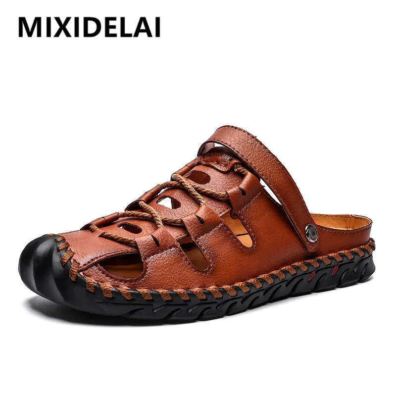 Мужские сандалии из искусственной кожи дышащие пляжные повседневная обувь