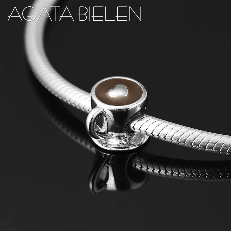 Оптовая продажа металлические бусины-шармы в виде чашки теплого кофе из