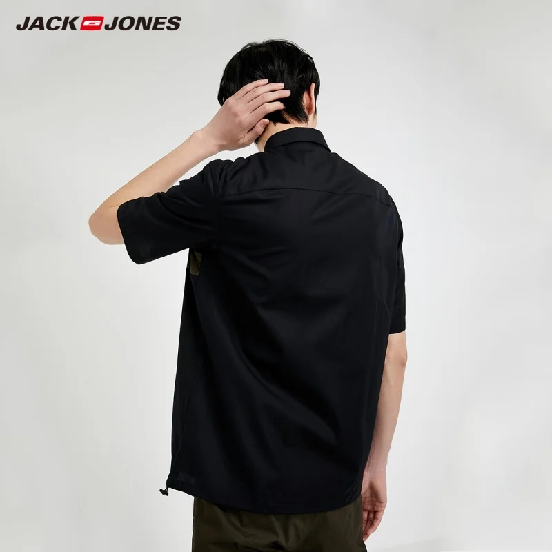 Мужская рубашка с короткими рукавами JackJones свободная контрастная из 100% хлопка