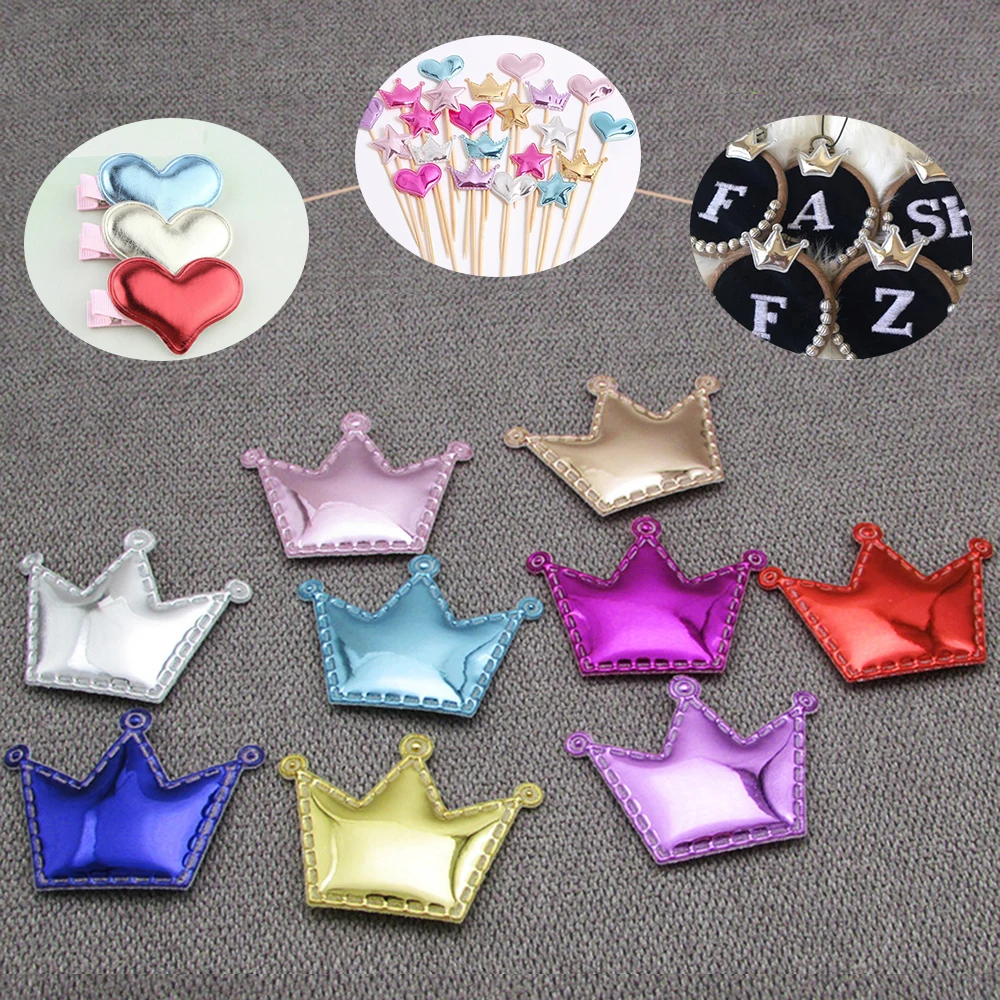 QIBU 50 шт. зеркальные гладкие нашивки ручной работы из искусственной кожи с короной