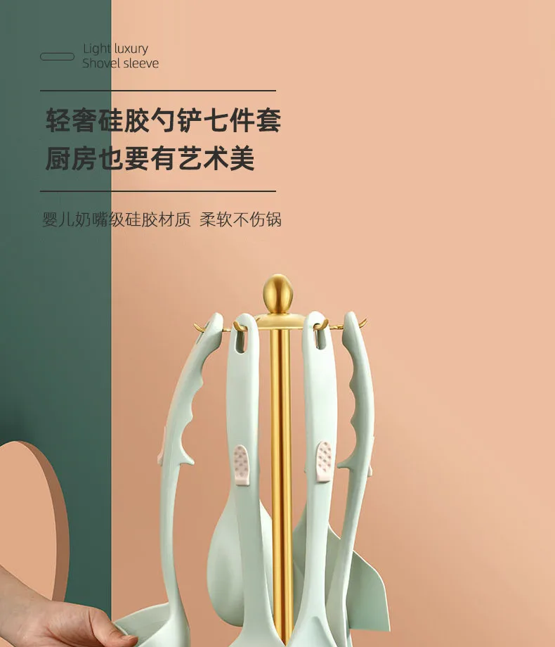 

Nonstick Luxurious Cookware Sets Silicone Green 7 Piece Set Cooking Set Cookware Kitchenware Cocina Kitchen Utensils ED50CZ