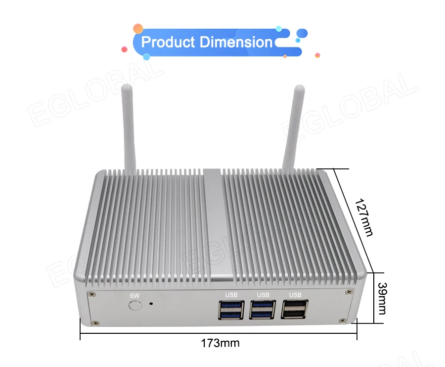 Eglobal модель M3-N3150YL безвентиляторный мини ПК Celeron N3150 с двойной HDMI Двойной Lan Barebone Настольный компьютер 4 к HTPC WIFI HDMI 300 м