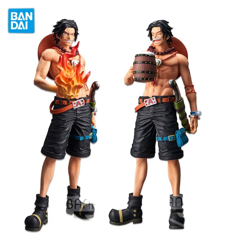 Bandai One Piece Anime Action Figure Grandista Nero Fire Fist Ace Replacement Head Wine Barrel Figurine Collection Doll Kids Toy