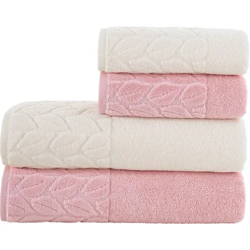 

Nurpak Hazal 4'l Bath Towel Set 90x150 cm-50x90 cm Cream-Dirty Pink