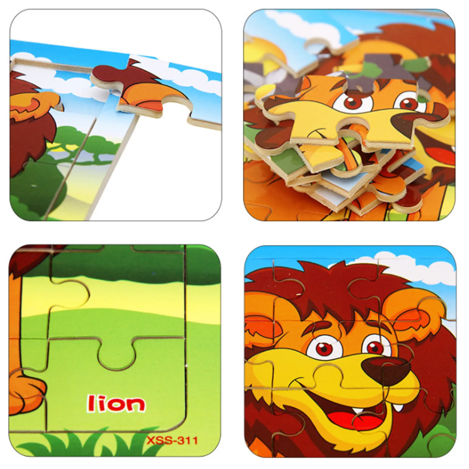 

20Pcs Wooden Puzzle Forest Animals Colorful Pattern Beautiful Babies Puzzle Toy For Kids Children Learning Education