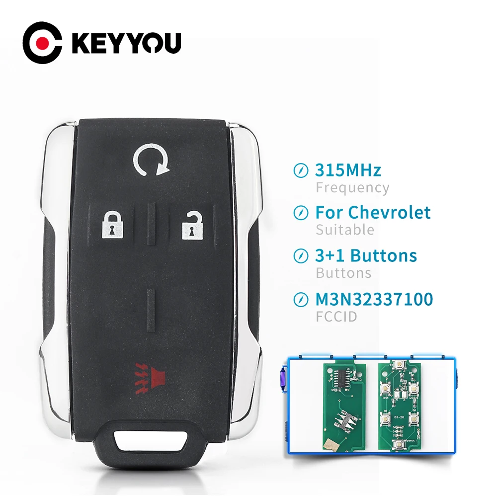 

KEYYOU Remote Smart Car Key 3+1 4 Buttons For Chevrolet Silverado Colorado 2014-2018 For GMC 315Mhz M3N32337100 Keyless-Go