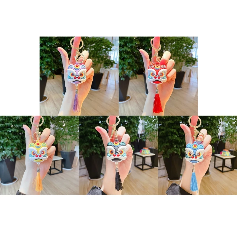 

W3JF Cartoon Lion Dance Head Keychain Unique Gift for Couple Women Girlfriend Special