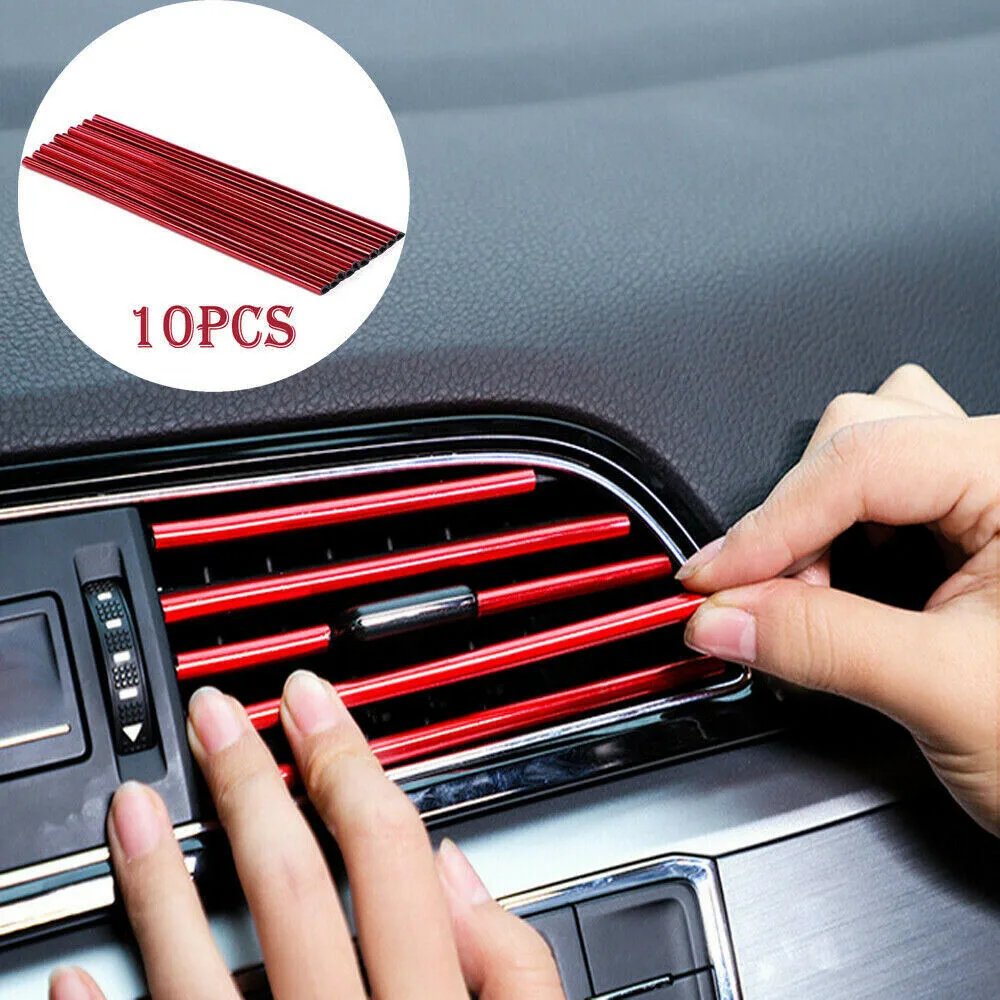 

10pcs Universal Car Interior Air Conditioner Outlet Decoration PVC Stripes Cover 20cm Car Decorative Accessories