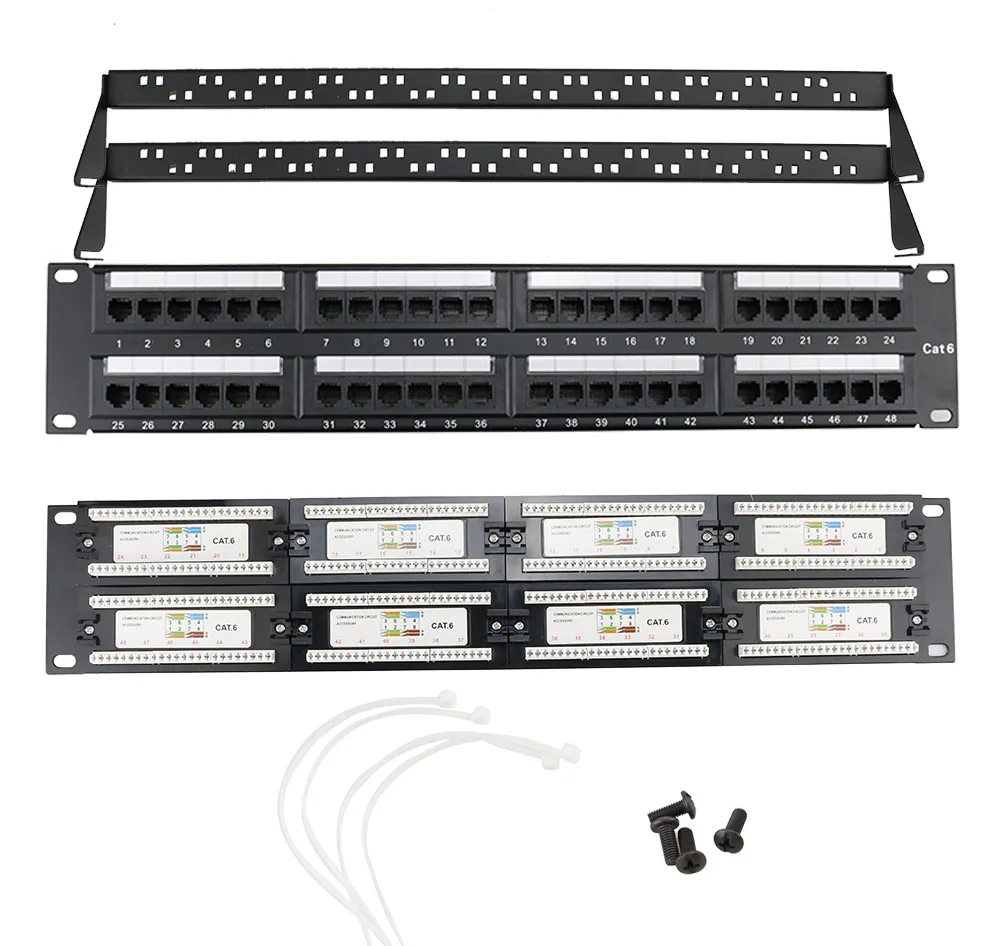 Патч-панель Keystone UTP 12 / 24 /48 портов s CAT6 19-дюймовая 1U/2U Cat6 кабельный каркас лицевая