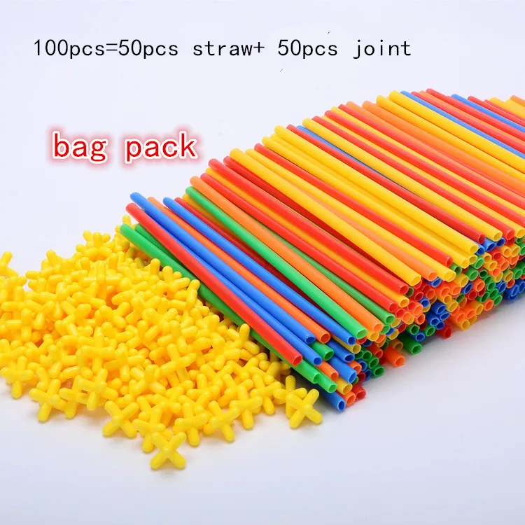 100 шт. 4D Сделай Сам пластиковая игрушка Монтессори соломенная Бойка строительные