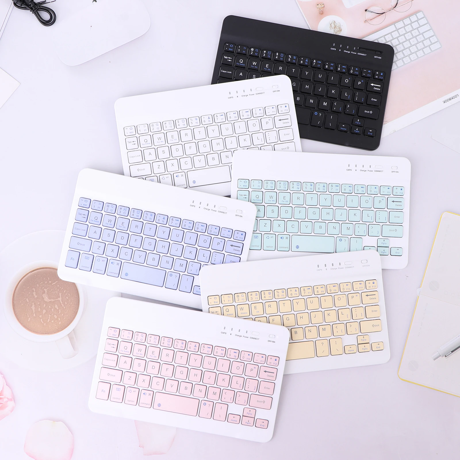 wireless magnetic keyboard computer for ipad bluetooth compatible keyboard mouse set for ios android windows mobile phone tablet free global shipping