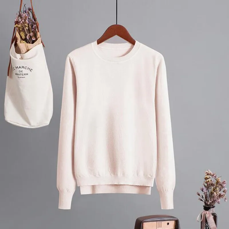 Apricot 80978 GIGOGOU, карамельный цвет, Женский базовый свитер, круглый вырез, однотонный джемпер, топ, мягкий, уютный, вязанный, пуловер, свитер, с высоким низом, swetry damskie - Цвет: Apricot 80978