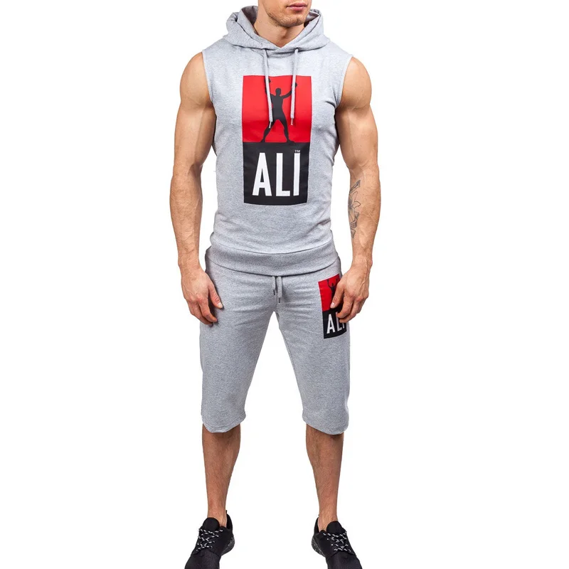 Мужской спортивный костюм для фитнеса ZOGAA комплект из 2 предметов толстовка без
