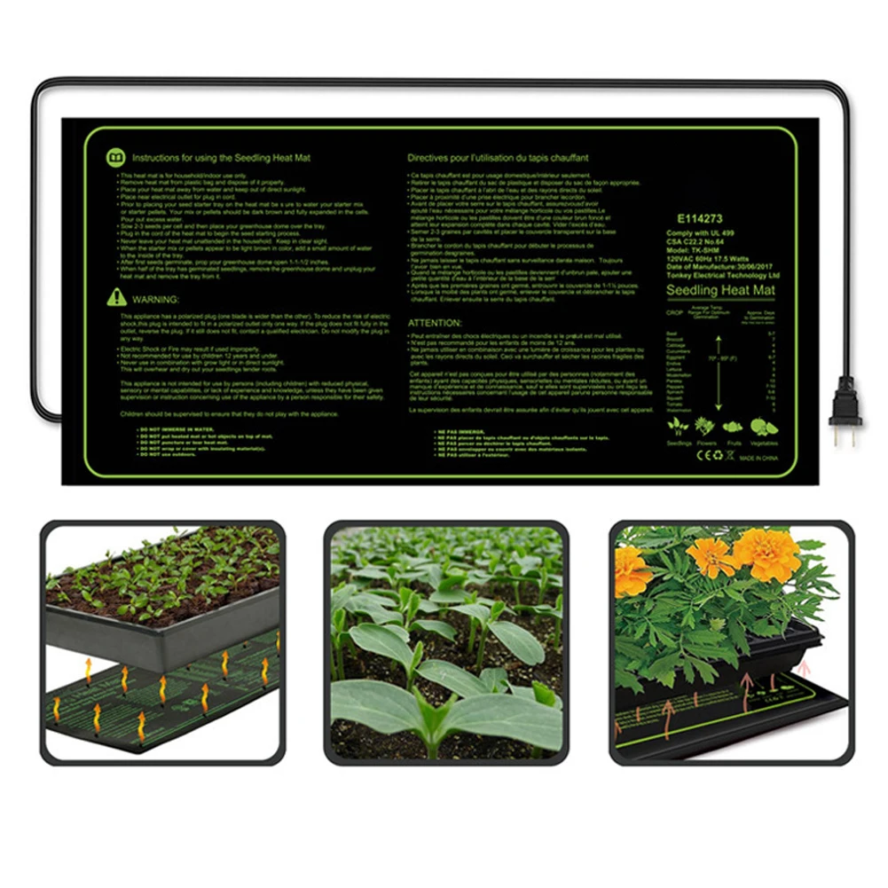 

EU/US/UK Waterproof Seedling Heat Mat Plant Seed Germination Propagation Clone Seed Starting Planter Warm Pad Heating Mat
