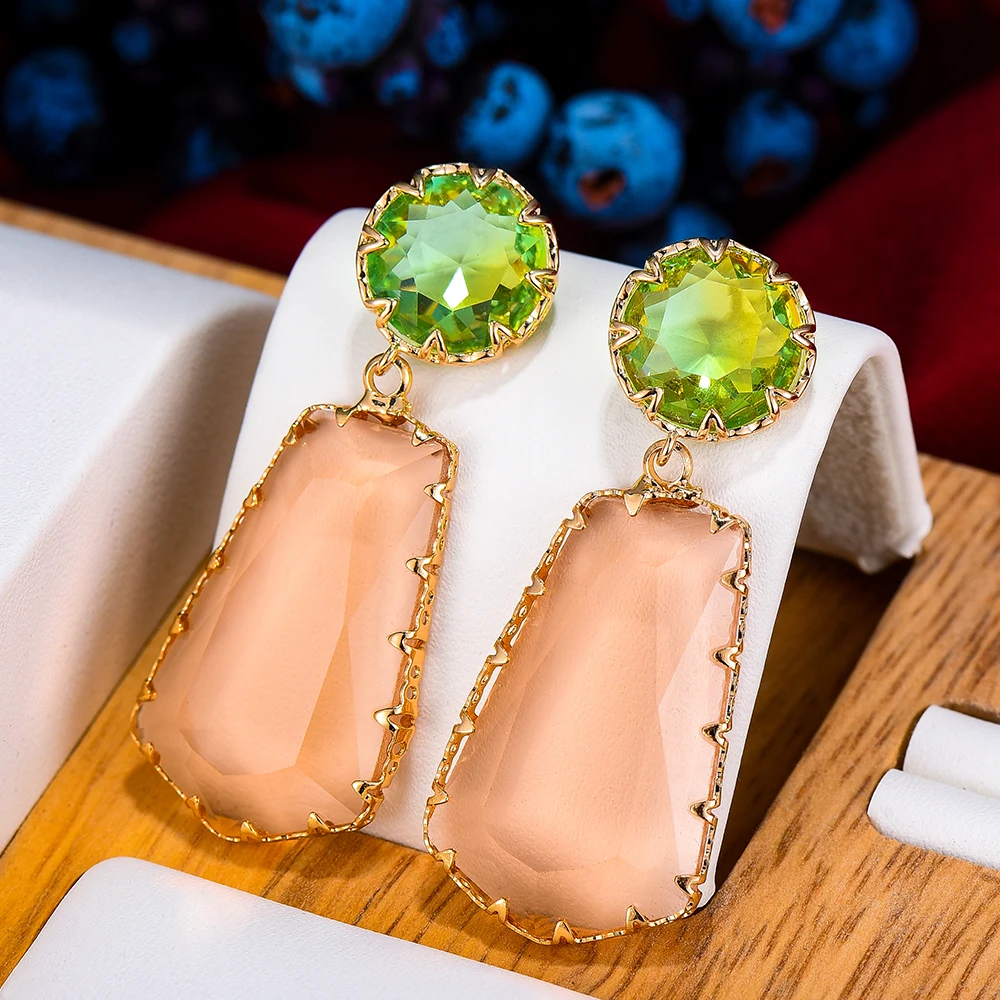 

GODKI индивидуальные геометрические фигуры, зеленые серьги-подвески для женщин, католические девственные технические подарки, бижутерия