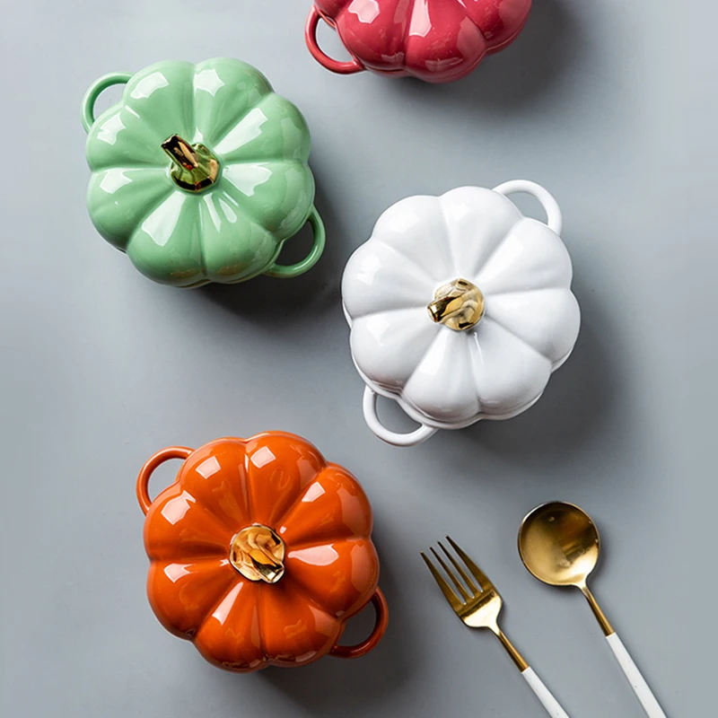 Креативные тыквенные фарфоровые чаши с крышкой чаша для фруктов салата супа