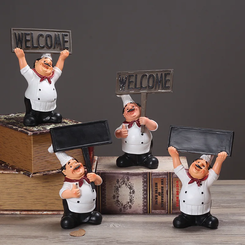 

Retro Chef Model Home Decoration Resin Crafts Mini Chef Figurines Kitchen Home Bar Western Restaurant Cafe Cake Shop Decor