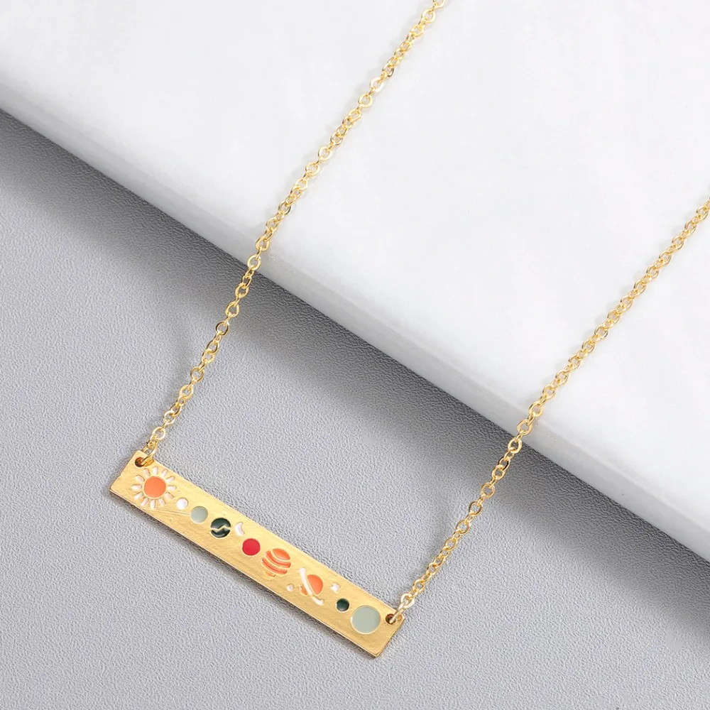Style 10 Chandler Moon Phase Necklace Galaxy Chocker Necklaces For Women Black Enamel Vintage Rouind Pendant Moon Crecent Charm Chokers - Metal Color: Style 10