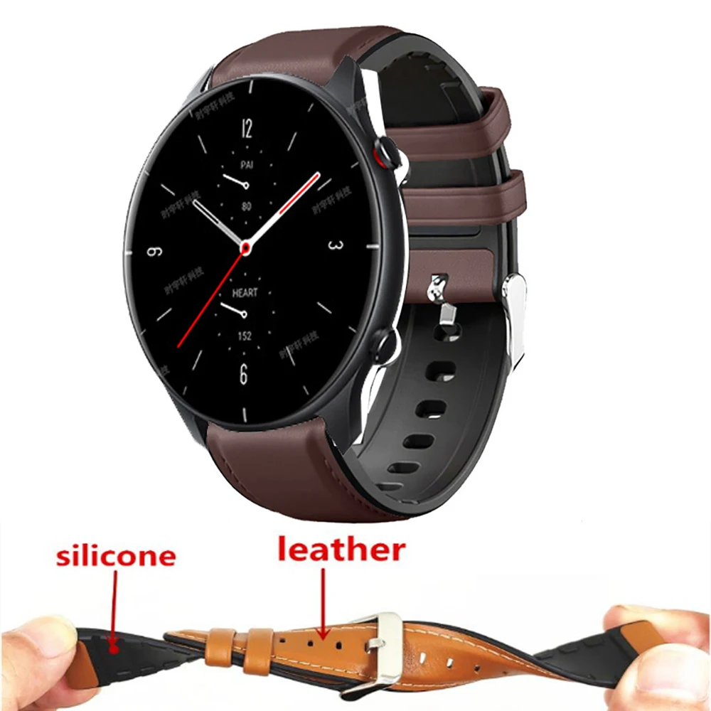 

Браслет для Huami Amazfit GTR 2 2E Pace Stratos 3 GTR 47 мм, кожаный силиконовый спортивный ремешок 22 мм для Huawei GT 2 Pro/2E, ремешок для часов