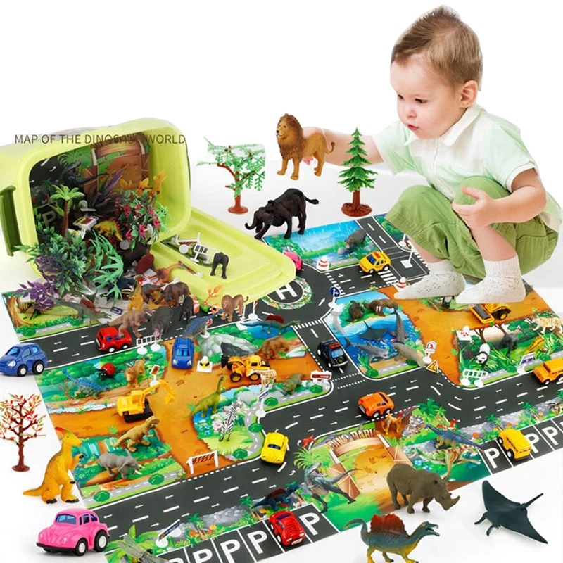 Развивающий детский коврик для ползания игрушечный симулятор Дорожная карта