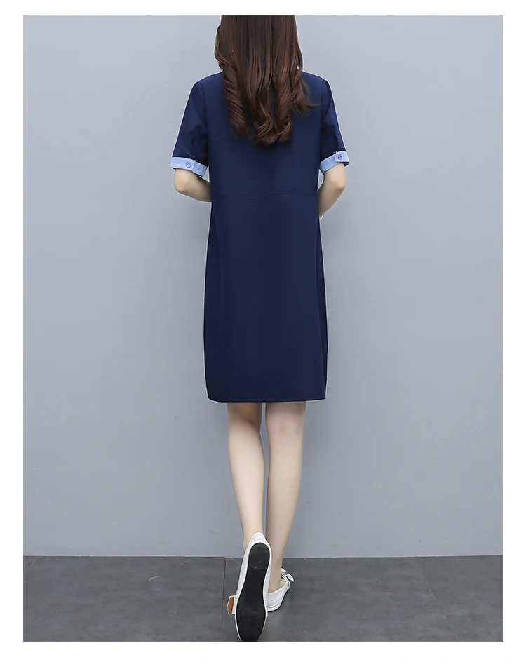 

Women's Dress Short Sleeve Polo Dresses Chiffon Stitching Summer New Fashion Casual Houthion