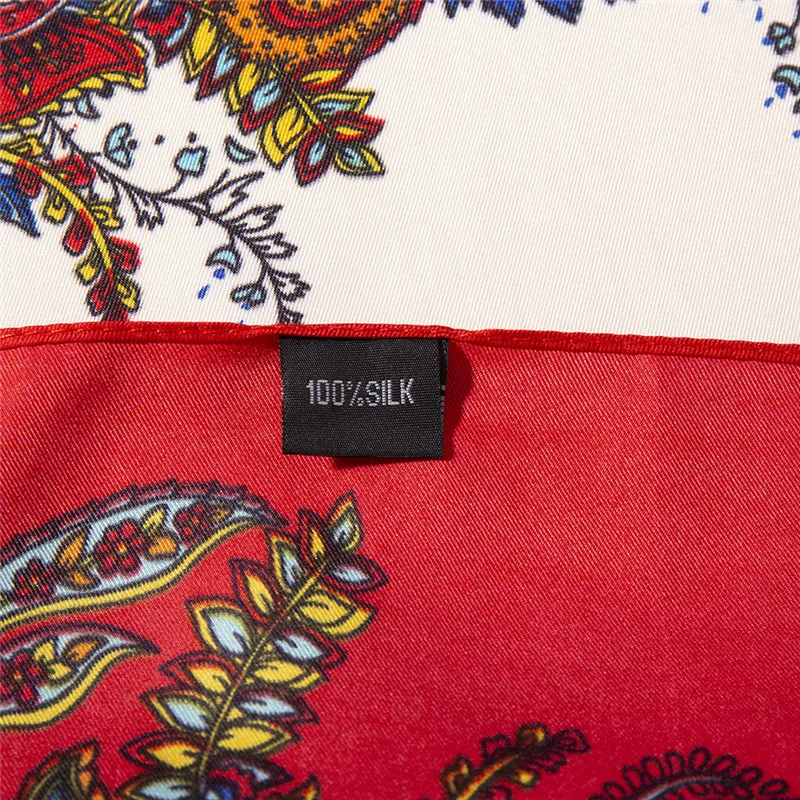

POBING 100% Silk Scarf Luxury Cashew Print Neckerchief Muslim Headscarf Square Scarves Lady Foulards Female Bandana 100*100CM