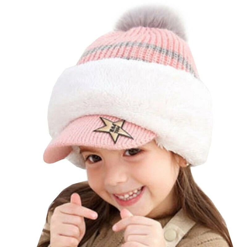 

Toddler Kid Winter Hat+Scarf Set Boys Girls Warm Knitted Fleece Beanie Cap Scarf