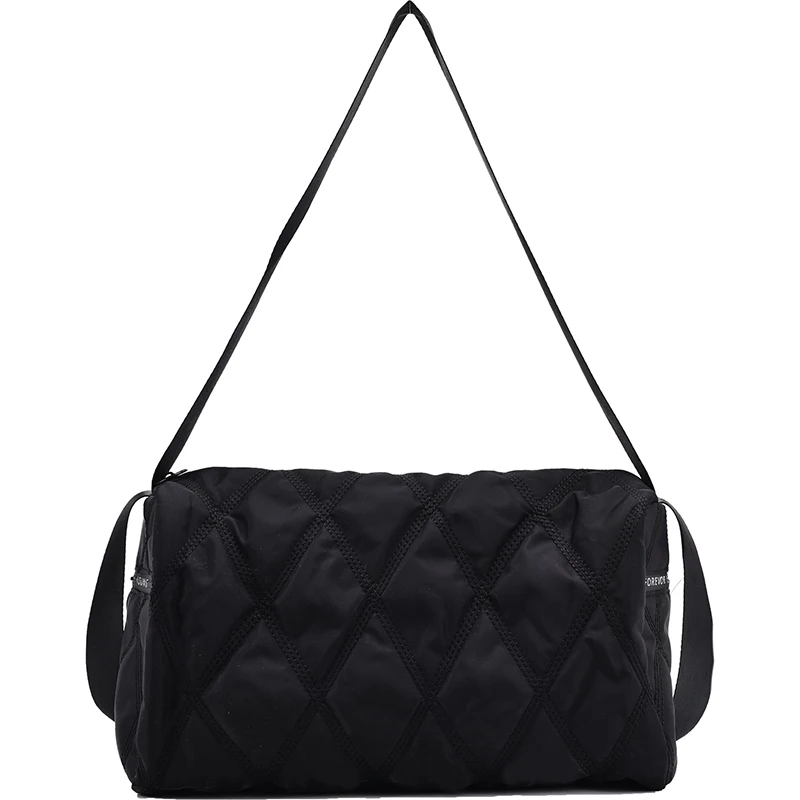 

2021 New Fashion Women's Bag Spring Large Capacity One Shoudler Crossbody Travel Pack Solid Color Diamond Lattice D860