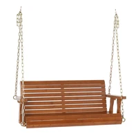 4ft 5ft cedar with iron chain 500lbs double wooden swing dark brown patio swing chair hammock