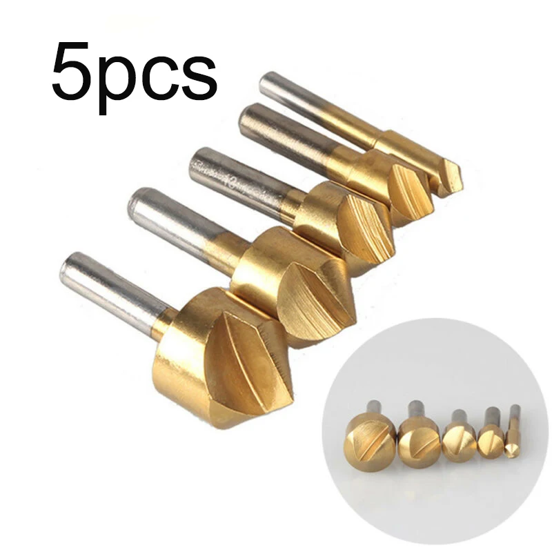 

5pcs 90 Degree Countersink Drill Bit Set 90Counter Cutter Chamfer Cutter Shank