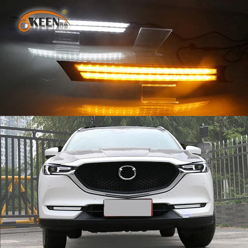 2 шт. светодиодные дневные ходовые огни для Mazda CX 5 CX5 2017 2018 2019 2020 светильник желтый