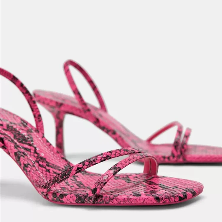 

Prova Perfetto Summer New Snakeskin Sandals Women Narrow Band High Heels Open Toe Slip on Fashion Dress Sandals Stilettos