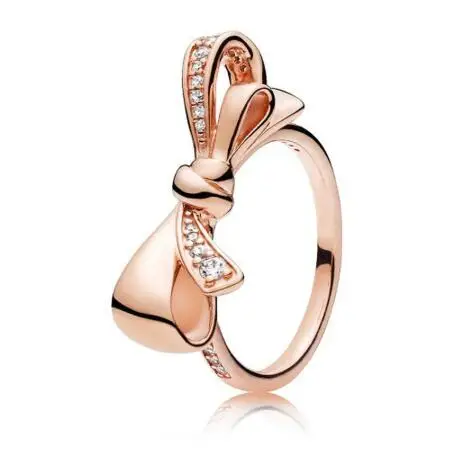 

Authentic 925 Sterling Silver pandoradora Ring Brilliant Bow With Crystal Rings For Women Wedding Party Gift Fine Jewelry