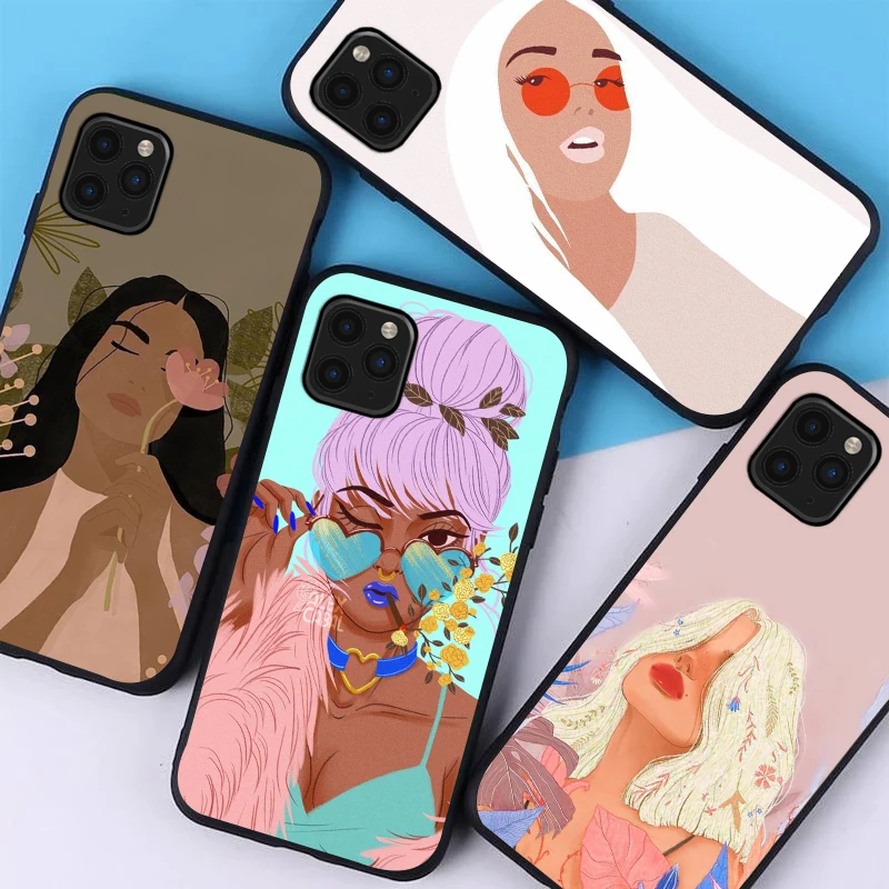 

Painted Girls Art Phone Case For iPhone SE 2020 11 12 XS 6 6S 7 8 Plus X XS XR 11 12 Pro MAX SE 2020 Coque Soft TPU Back Cover