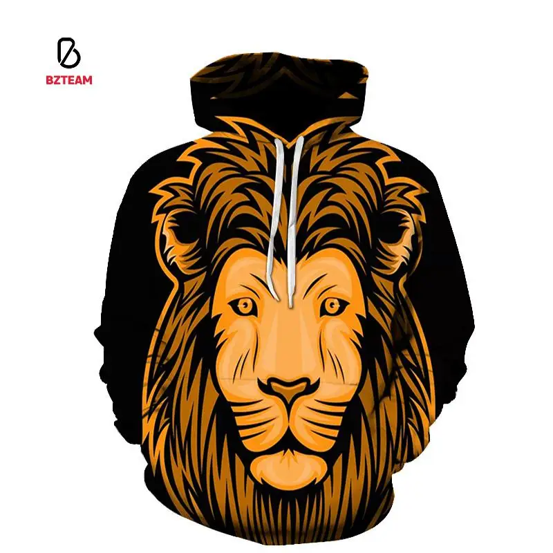 

Мужская толстовка BZTEAM в стиле Харадзюку, с длинным рукавом и 3D-принтом животных, осень 2021