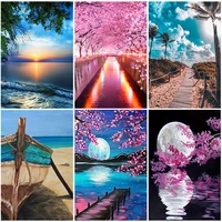 5d diy diamond painting landscape sunset sea kit full drill embroidery scenery mosaic art picture of rhinestones home decor gift