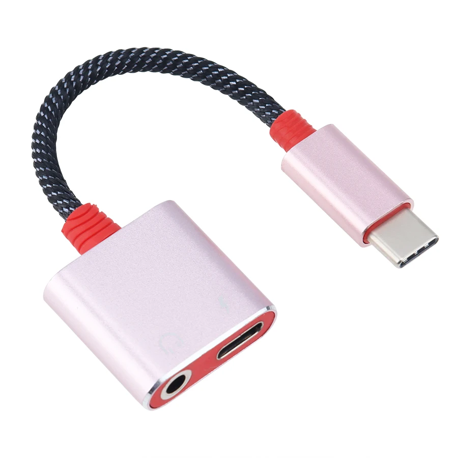 Preise 2 In 1 Typ C Ladung Kopfhörer Jack Adapter USB-C Audio Kabel Splitter Konverter Für Huawei Samsung Xiaomi Kopfhörer 500pcs