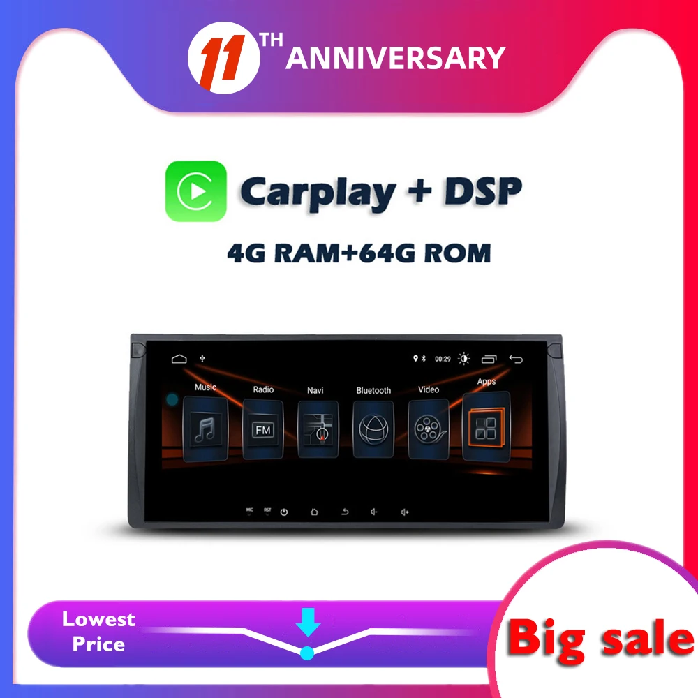 Автомобильный DVD плеер 6 ГБ + 128 Гб Carplay 10 25 дюймов DSP IPS Android 0 GPS WIFI Bluetooth 5 RDS радио для