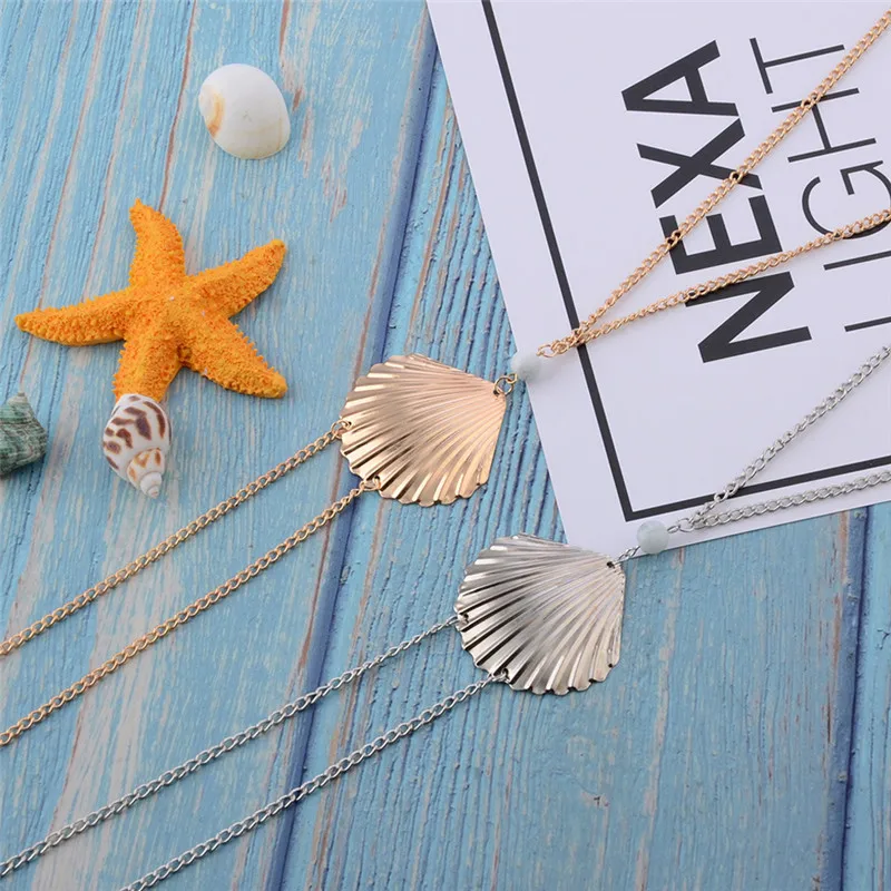 Модные пикантные металлические бусины в форме ракушки цепочка для тела пляжном